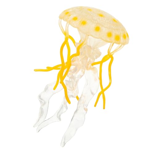 Gatuida Realistisches Gelbes Quallenmodell Kunststoff Aquarium Tierfigur Aquarium Dekoration Fischbecken Lernspielzeug für Kognitive Meerestiere von Gatuida