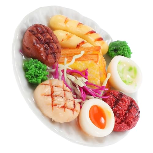 Gatuida Realistisches Mini Sandwich Steak Brokkoli mit Teller Dollhouse Küchen Zubehör für Kreative Dekoration und Interaktives Spiel von Gatuida