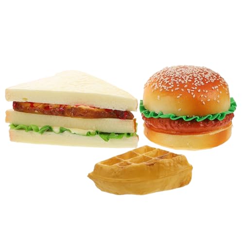 Gatuida Realistisches Miniatur Frühstücksset mit Hamburger Sandwich und Gebäck Vielseitige Simulation Props für Frühstücksszenen Pädagogisches Rollenspiel Zubehör für Junge Mädchen von Gatuida
