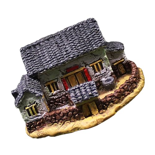 Gatuida Reetdachhaus Modell Vintage Miniatur Stuate Dekoration Gartenhaus Kleine Häuser Bastelhäuser Feenhaus Mikrolandschaft Mini Skulptur Dorfhäuser Mini von Gatuida