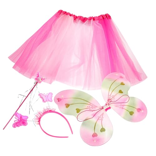 Gatuida Schmetterlingskostüm Set für Mädchen Regenbogen Tutu Rock Schmetterlingsflügel Zauberstab Haarreif Farbenfrohes Cosplay Set für Tanz Karneval Geburtstagsfeiern Zufällige Farbe von Gatuida