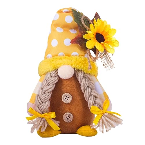 Gatuida Sonnenblumenpuppe Festival- Sonnenblumenzwerge Desktop-sonnenblumenzwergpuppe Party-wichtel- Sommerzwerg Gartenpuppenschmuck Baumwolle Orange von Gatuida