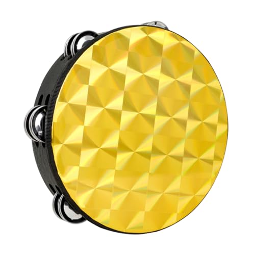 Gatuida Tamburinspielzeug Musikalisches Tamburin Musical Tamburin Handtrommeln Erwachsene Tamburine für Erwachsene Schlagzeug-Tamburin Tamburin Trommelfell aus Polyester Golden von Gatuida