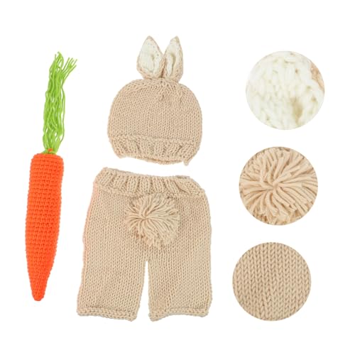 Gatuida Teiliges Babyfotografie Kostümset aus Weicher Gestrickte Neugeborenenmütze Karotten und Hose als Fotorequisite für Junge Mädchen Leicht Langlebig und von Gatuida