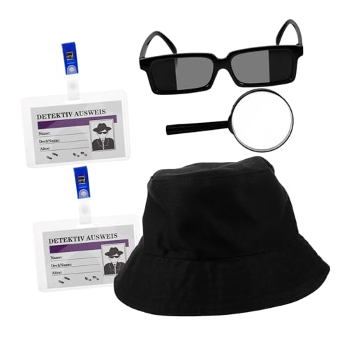 Gatuida Teiliges Detektiv Partyspielzeug mit Hut Brille und Lupe Detektivkostüm Zubehör für Halloween Rollenspiel und Detektivgeburtstag Unisex Detektiv Requisiten für Erwachsene von Gatuida