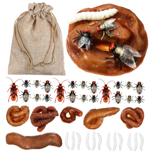 Gatuida Teiliges Realistisches Fake Poo Gefälschten Haufen Täuschend Echten Maden Kakerlaken und Fliegen Witziges Streichspielzeug für April Fools Halloween und Partyspaß Gatuida Teiliges Realistisches Fake Poo Gefälschten Haufen Täuschend Echten Maden Kakerlaken und Fliegen Witziges Streichspielzeug für April Fools Halloween und Partyspaß von Gatuida