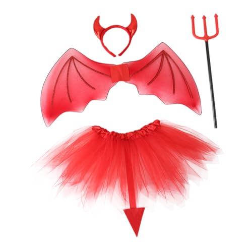 Gatuida Teufel Kostüm Teilig aus Leichtem Gauze und Roter Tüllrock mit Teufelsflügeln und Hörnern Halloween Karneval Party Zubehör Gatuida Teufel Kostüm Teilig aus Leichtem Gauze und Roter Tüllrock mit Teufelsflügeln und Hörnern Halloween Karneval Party Zubehör von Gatuida