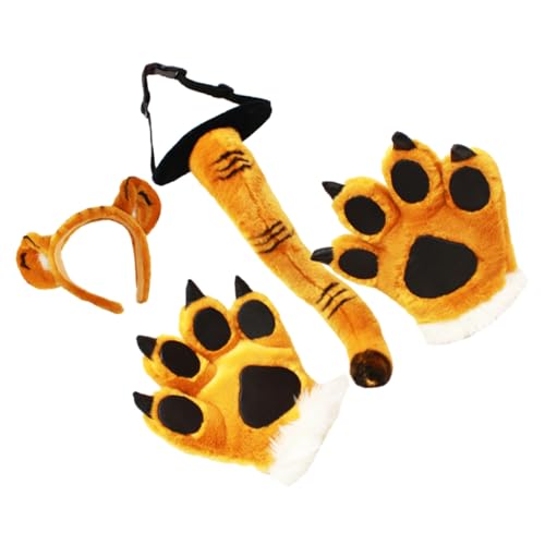 Gatuida Tiger Kostüm Set mit Plüsch Ohren Pfoten und Verstellbares Kostümzubehör für Frauen für Karneval Halloween Cosplay und Theaterspiele von Gatuida