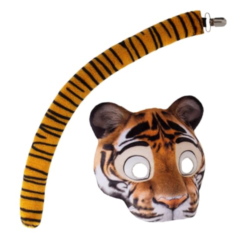 Gatuida Tiger Kostüm mit Realistischem Tiermaske und Elastischem Band für Halloween Karneval Maskerade und Cosplay und Atmungsaktiv Unisex Party Zubehör von Gatuida