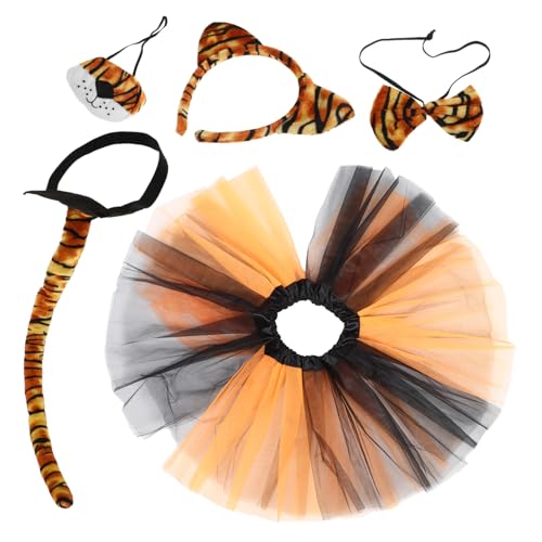Gatuida Tigerkostüm Set für Halloween Tierkostüm mit Tutu Rock Tigerohren Stirnband Nase Karneval Fasching Zoo Events Weiche Bequeme Materialien von Gatuida