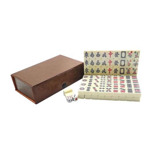 Gatuida Tragbares Mini Mahjong Spielset mit Aufbewahrungsbox Leichtes Party Mahjong Kit für Familien und Reisespaß Handliches Chinesisches Brettspiel und Koordination von Gatuida