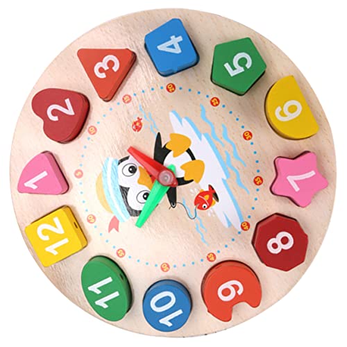 Gatuida Uhr-Lernspielzeug Uhrlernen für Nummer Uhr Kleinkinder Lernuhr Cartoon Uhr Erleuchtungsspielzeug für kognitives für hölzern von Gatuida