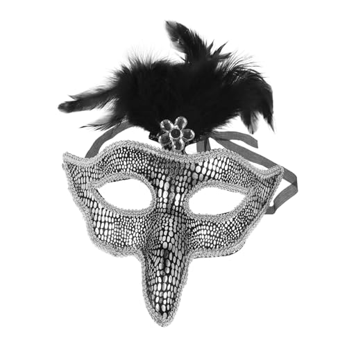 Gatuida Venezianische Halbgesichtsmaske aus PVC mit Silbernem Adlerdesign und Federn Glänzend Langlebig für Halloween Karneval Maskenball Damen Karneval Party Zubehör Gatuida Venezianische Halbgesichtsmaske aus PVC mit Silbernem Adlerdesign und Federn Glänzend Langlebig für Halloween Karneval Maskenball Damen Karneval Party Zubehör von Gatuida