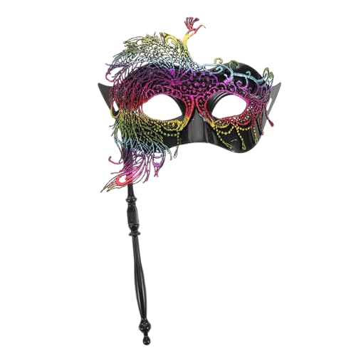 Gatuida Venezianische Maske mit Stab Atmungsaktiver Spitze für Damen für Karneval Themenpartys Maskenbälle Sorgt für Geheimnisvollen Auftritt Hohen von Gatuida