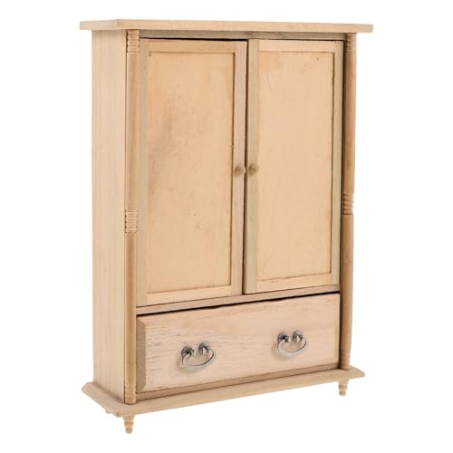 Gatuida Vintage Möbelstück Funktionaler und Authentischer Wardrobe für Rollenspiele Platzsparendes Design DIY Unlackiert Beige von Gatuida