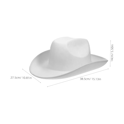 Gatuida Weißer Cowboyhut Damen Westernhut mit Verstellbarem Kordelzug Filz Faschinghut im Westernstil Unisex für Themenpartys und Events von Gatuida