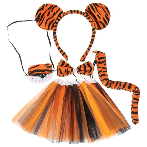 Straße Tiger Kostümset, Tigerauge Stirnband Schwanz Fliege Tutu Rock für Cosplay Weihnachten Halloween Kostüm Straße Tiger Kostümset, Tigerauge Stirnband Schwanz Fliege Tutu Rock für Cosplay Weihnachten Halloween Kostüm von Gatuida