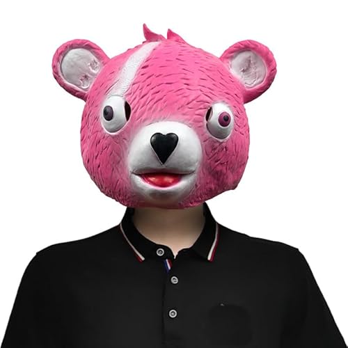 Gaweco Realistische niedliche Waschbär-Maske, Tierbär, Kopfbedeckung, Maskerade, Kostüm, Cosplay, Requisiten für Erwachsene, Halloween (Rosa) von Gaweco