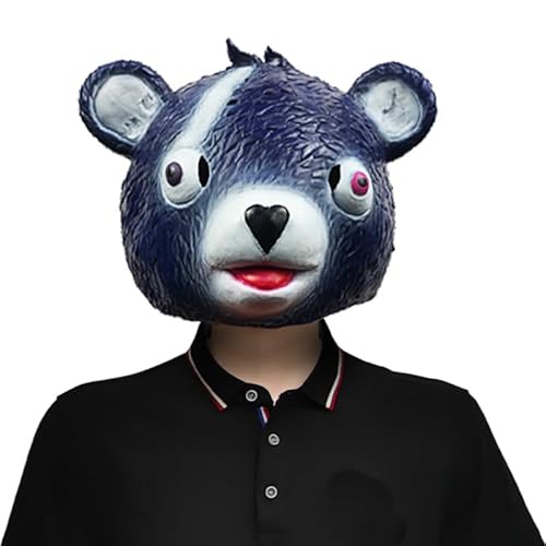 Gaweco Realistische niedliche Waschbär-Maske, Tierbär, Kopfbedeckung, Maskerade, Kostüm, Cosplay, Requisiten für Erwachsene, Halloween (blau) von Gaweco