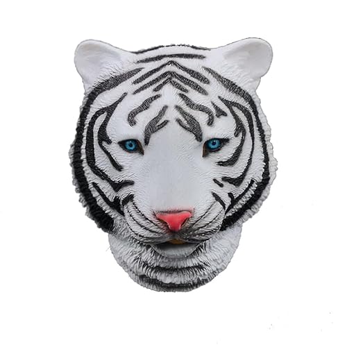 Gaweco Realistische weiße Tigermaske Tiere Masken Schauspieler Kopfbedeckung Kostüm Cosplay Requisiten für Erwachsene Halloween von Gaweco