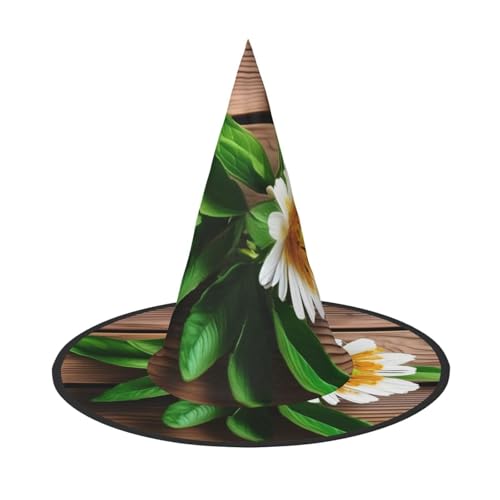 GaxfjRu Blaugrüne Blume auf Planken-Druck, Halloween-Hexenhut, Hexenkostüm, Zubehör für Halloween, Cosplay, Party, Urlaub, Dekoration, 3 Stück GaxfjRu Blaugrüne Blume auf Planken-Druck, Halloween-Hexenhut, Hexenkostüm, Zubehör für Halloween, Cosplay, Party, Urlaub, Dekoration, 3 Stück von GaxfjRu