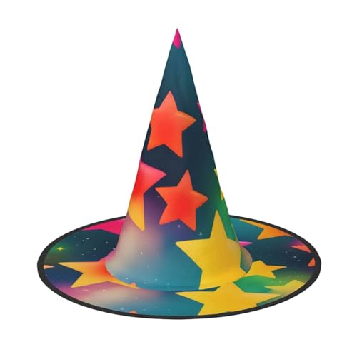 GaxfjRu Bunte Regenbogensterne, Halloween-Hexenhut, Hexenkostüm, Zubehör für Halloween, Cosplay, Party, Urlaub, Dekoration, 3 Stück von GaxfjRu