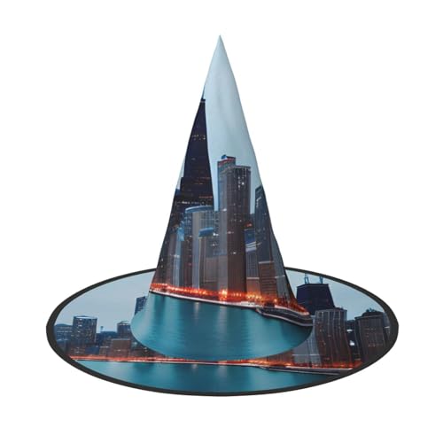 GaxfjRu Chicago Print Halloween Hexenhut, Hexenkostüm, Zubehör für Halloween, Cosplay, Party, Urlaub, Dekoration, 3 Stück von GaxfjRu