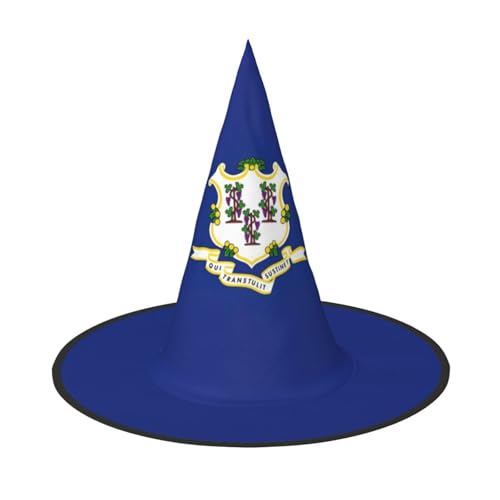 GaxfjRu Connecticut State-Flaggen-Druck, Halloween-Hexenhut, Hexenkostüm, Zubehör für Halloween, Cosplay, Party, Urlaub, Dekoration, 3 Stück von GaxfjRu