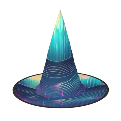 GaxfjRu Coole Musik Sound Wave Print Halloween Hexenhut Hexe Kostüm Zubehör für Halloween Cosplay Party Urlaub Dekoration 3pcs von GaxfjRu