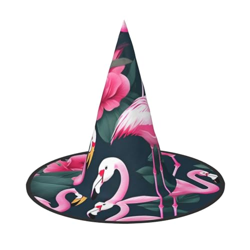 GaxfjRu Flamingo-Blumendruck, Halloween-Hexenhut, Hexenkostüm, Zubehör für Halloween, Cosplay, Party, Urlaub, Dekoration, 3 Stück von GaxfjRu