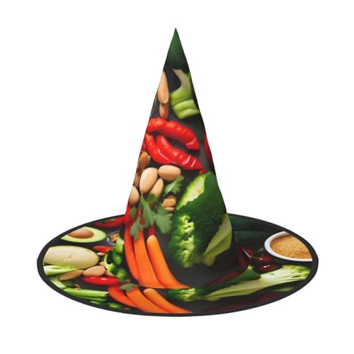 GaxfjRu Gesundes Essen Druck Halloween Hexenhut Hexe Kostüm Zubehör für Halloween Cosplay Party Urlaub Dekoration 3pcs von GaxfjRu