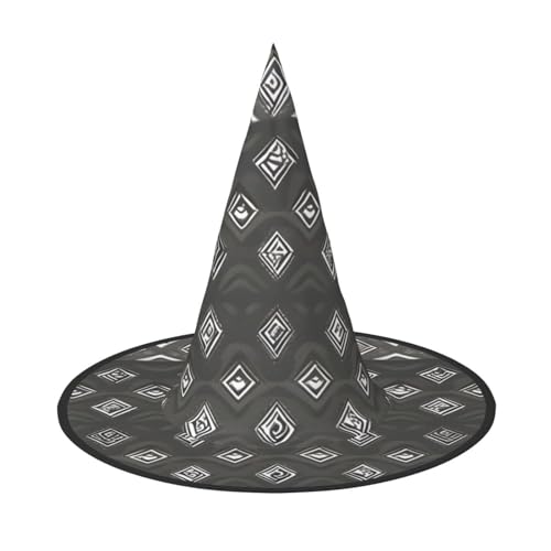 GaxfjRu Grauer Tribal-Druck, Halloween-Hexenhut, Hexenkostüm, Zubehör für Halloween, Cosplay, Party, Urlaub, Dekoration, 3 Stück von GaxfjRu