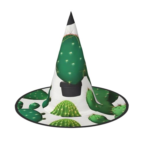 GaxfjRu Grüner Kaktus-Druck, Halloween-Hexenhut, Hexenkostüm, Zubehör für Halloween, Cosplay, Party, Urlaub, Dekoration, 3 Stück von GaxfjRu
