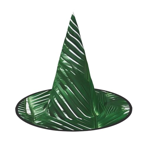 GaxfjRu Grüner Palmblatt-Druck, Halloween-Hexenhut, Hexenkostüm, Zubehör für Halloween, Cosplay, Party, Urlaub, Dekoration, 3 Stück von GaxfjRu