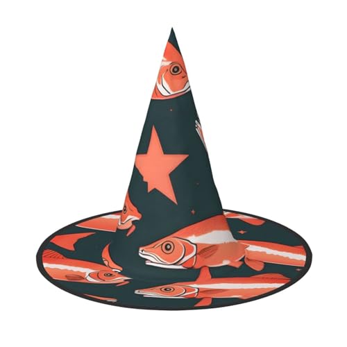 GaxfjRu Halloween-Hexenhut mit Lachsdruck, Hexenkostüm, Zubehör für Halloween, Cosplay, Party, Urlaub, Dekoration, 3 Stück GaxfjRu Halloween-Hexenhut mit Lachsdruck, Hexenkostüm, Zubehör für Halloween, Cosplay, Party, Urlaub, Dekoration, 3 Stück von GaxfjRu