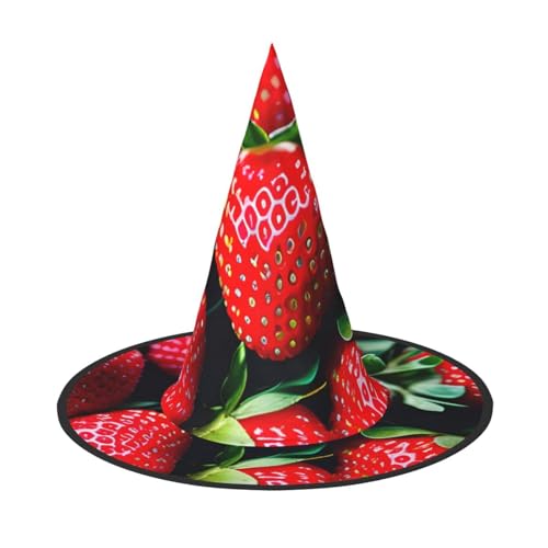 GaxfjRu Halloween-Hexenhut mit frischem Erdbeerdruck, Hexenkostüm, Zubehör für Halloween, Cosplay, Party, Urlaub, Dekoration, 3 Stück von GaxfjRu