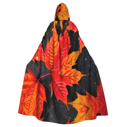 GaxfjRu Herbst-roter Blätter-Druck, Uni, Weihnachten, Halloween, Party, magischer Kapuzenumhang, Maskerade, Cosplay-Kostüm von GaxfjRu