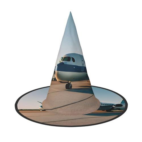GaxfjRu Hexenhut mit Flugzeugdruck, Halloween-Hexenhut, Zubehör für Halloween, Cosplay, Party, Urlaub, Dekoration, 3 Stück von GaxfjRu