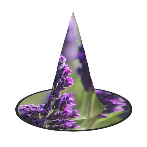 GaxfjRu Hexenhut mit Lavendelfarbenen Blumen, Halloween-Hexenhut, Zubehör für Halloween, Cosplay, Party, Urlaub, Dekoration, 3 Stück von GaxfjRu