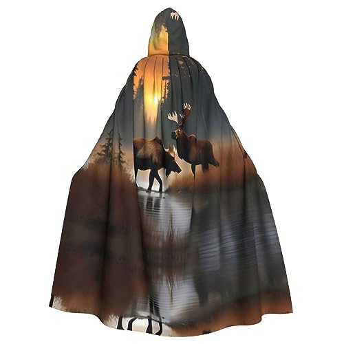 GaxfjRu Hirsch Bär Elch Druck Uni Weihnachten Halloween Party Magischer Kapuzenumhang Robe Maskerade Cosplay Kostüm GaxfjRu Hirsch Bär Elch Druck Uni Weihnachten Halloween Party Magischer Kapuzenumhang Robe Maskerade Cosplay Kostüm von GaxfjRu