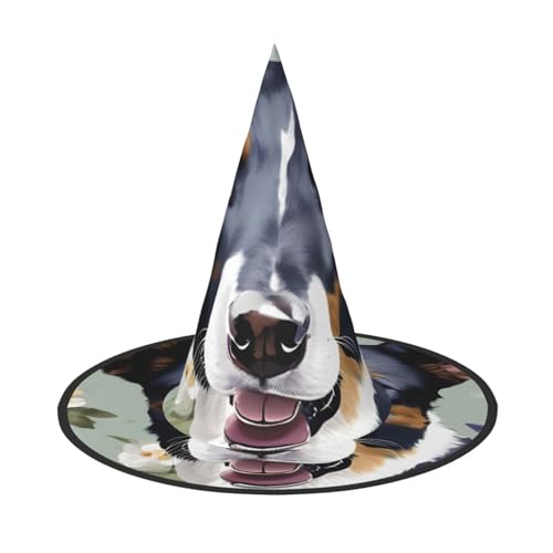 GaxfjRu Hunde-Blumen-Druck, Halloween-Hexenhut, Hexenkostüm, Zubehör für Halloween, Cosplay, Party, Urlaub, Dekoration, 3 Stück von GaxfjRu