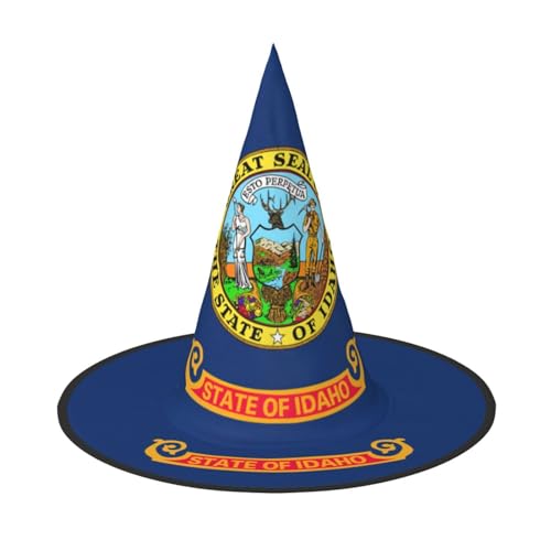 GaxfjRu Idaho Staatsflagge Druck Halloween Hexenhut, Hexenkostüm, Zubehör für Halloween, Cosplay, Party, Urlaub, Dekoration, 3 Stück von GaxfjRu