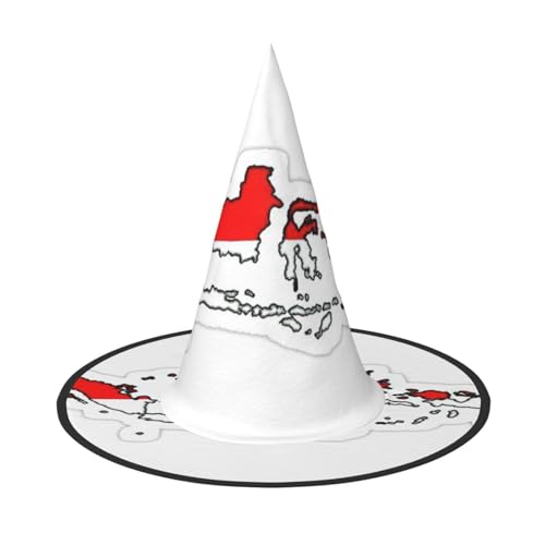 GaxfjRu Indonesische Flagge, Landkarte, Druck, Halloween, Hexenhut, Hexenkostüm, Zubehör für Halloween, Cosplay, Party, Urlaub, Dekoration, 3 Stück von GaxfjRu