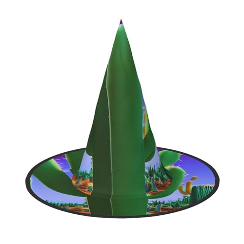 GaxfjRu Kaktus-Wüsten-Druck, Halloween-Hexenhut, Hexenkostüm, Zubehör für Halloween, Cosplay, Party, Urlaub, Dekoration, 3 Stück von GaxfjRu