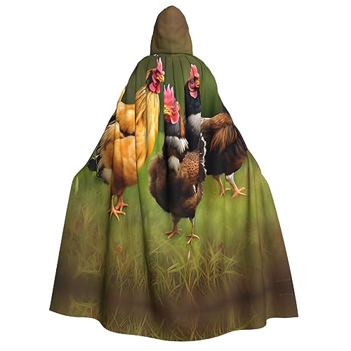 GaxfjRu Kapuzenmantel mit Hahn-Aufdruck, Zauberer, Umhang für Damen, Halloween, Hexe, Vampir, Zauberer, Rabe von GaxfjRu
