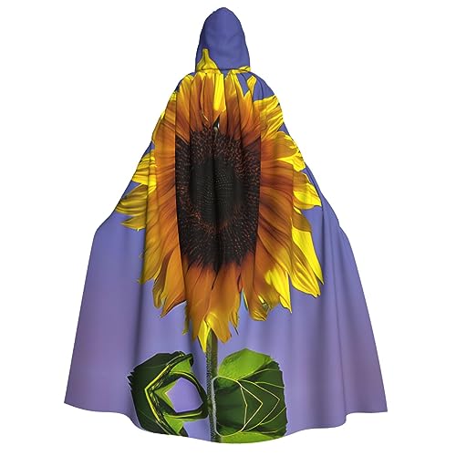 GaxfjRu Kapuzenmantel mit Sonnenblumen-Aufdruck, Zauberer, Umhang für Damen, Halloween, Hexe, Vampir, Zauberer, Rabe von GaxfjRu