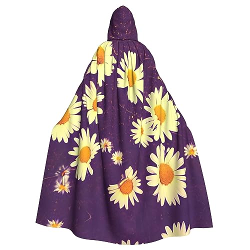 GaxfjRu Kapuzenumhang mit Gänseblümchen-Motiv, mittelalterlicher Wikingerumhang mit Kapuze, Halloween, Renaissance, Umhang von GaxfjRu