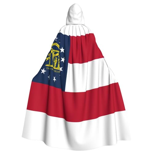 GaxfjRu Kapuzenumhang mit Georgia-Flagge, mittelalterlicher Wikingerumhang mit Kapuze, Halloween, Renaissance-Umhang von GaxfjRu