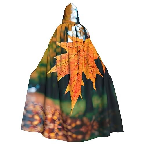 GaxfjRu Kapuzenumhang mit Herbstmuster, mittelalterlicher Wikingerumhang mit Kapuze, Halloween, Renaissance-Umhang von GaxfjRu