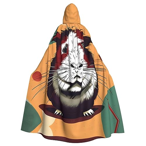GaxfjRu Kapuzenumhang mit Meerschweinchen-Muster, mittelalterlicher Wikingerumhang mit Kapuze, Halloween, Renaissance, Umhang von GaxfjRu